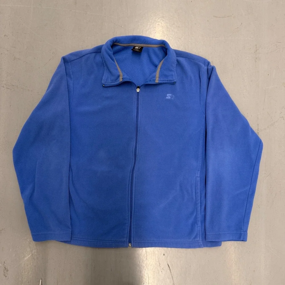 Starter‎ Mens XL Blue Full Zip Fleece Jacket Mock Neck Lightweight RN 52469